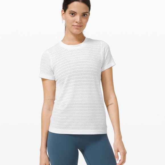 EUC Lululemon Swiftly Breathe Short Sleeve White Size 12 - Picture 1 of 8